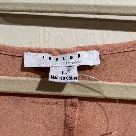 Favlux blush colored open shoulder top. Size L. NWOT. - Picture 2 of 5